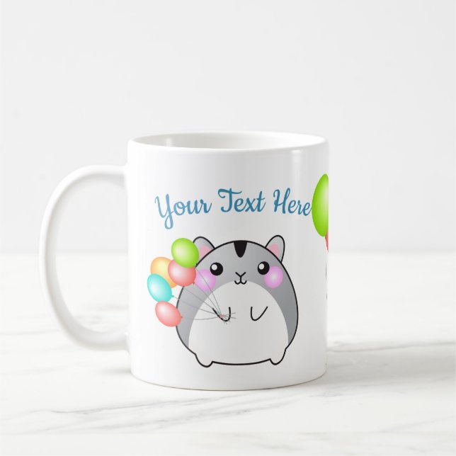 Cute Grått Kawaii Hamster Kaffemugg (Vänster)
