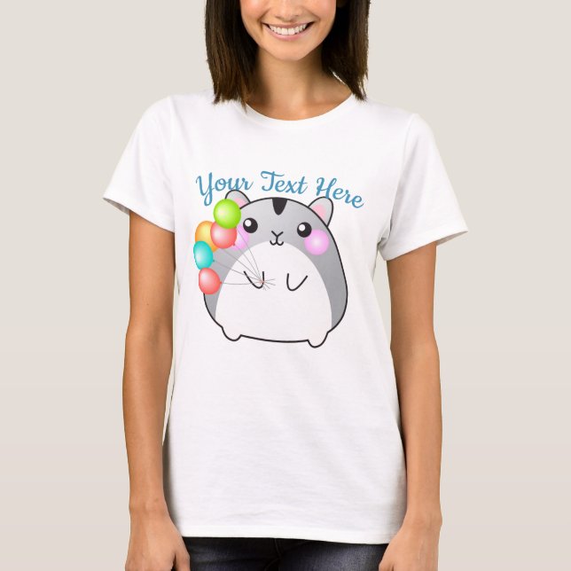 Cute Grått Kawaii Hamster T Shirt (Framsida)