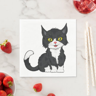Cute Grått Kitten Kattunge Tecknad Grått Cat Pappersservett