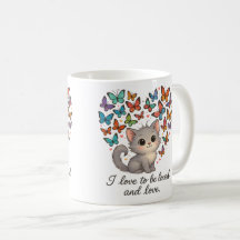 Cute Grått Kitten med färgade fjärilar