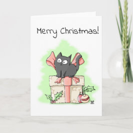 Cute Grått Kitten på en gift jul Kort