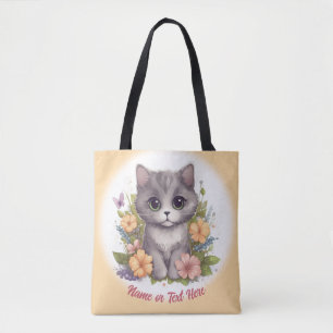 Cute Grått Kitten Personlig Tygkasse