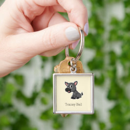 Cute grått Little donkey kräm Fyrkantig Silverfärgad Nyckelring