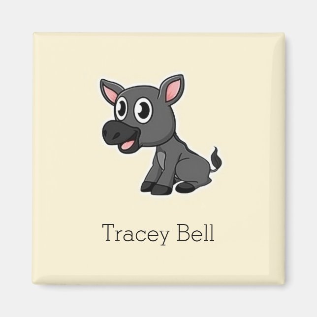 Cute grått Little donkey kräm Magnet (Framsidan)