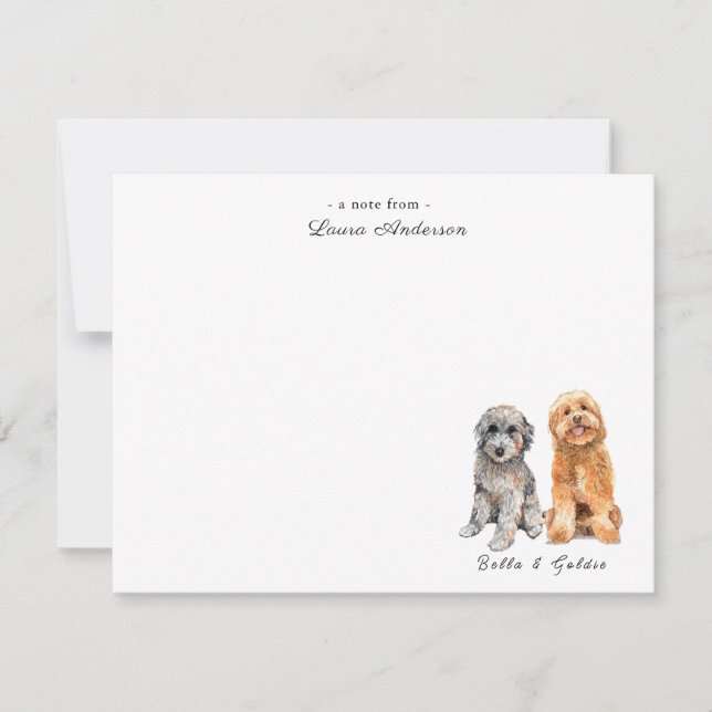 Cute Grått och Golden Doodle-platta anteckningskor Tack Kort (Framsida)