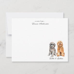 Cute Grått och Golden Doodle-platta anteckningskor Tack Kort