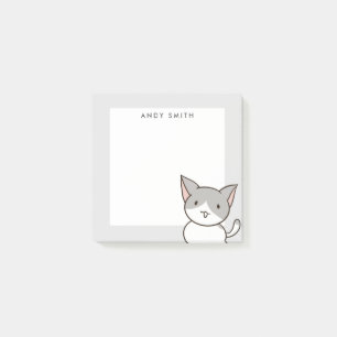 Cute Grått och vit katt, Personlig Post-it Block
