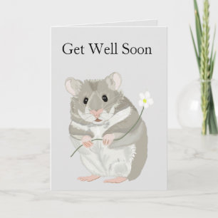 Cute Grått och White Hamster Editable Get well Sna Kort