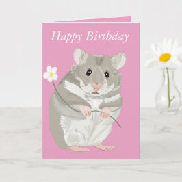 Cute Grått och White Hamster med Kort