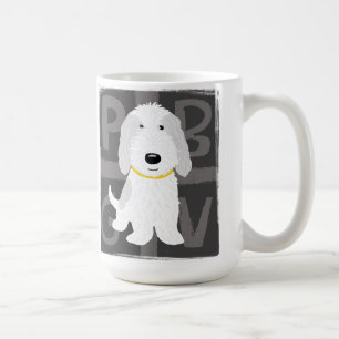 Cute Grått och White PBGV Tecknad hund Kaffemugg