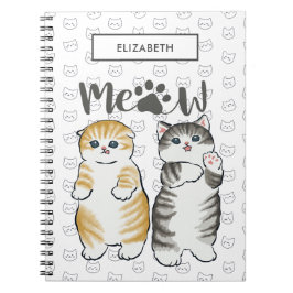 Cute grått & orange-katter med kattpack mönster anteckningsbok