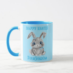 Cute Grått Påskhare Aqua Namn Mugg