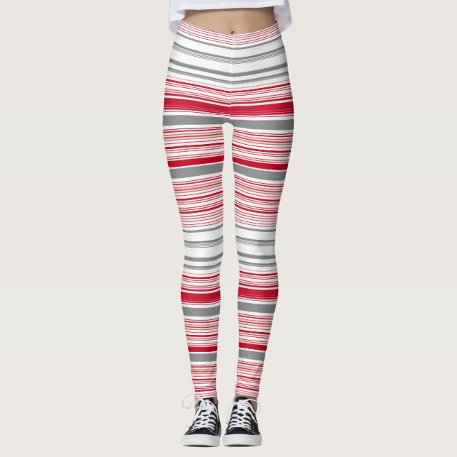 Cute grått Red rand Leggings (Framsida)