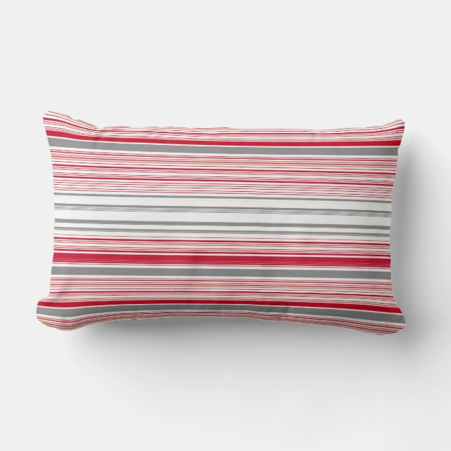 Cute grått Red rand Lumbarkudde (Framsida)