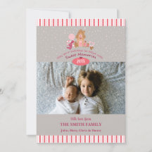 Cute Grått Rosa Gingertea Polkagrisars Foto Card