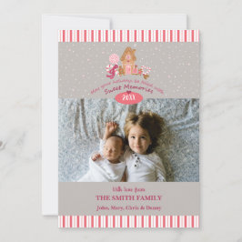 Cute Grått Rosa Gingertea Polkagrisars Foto Card Kort