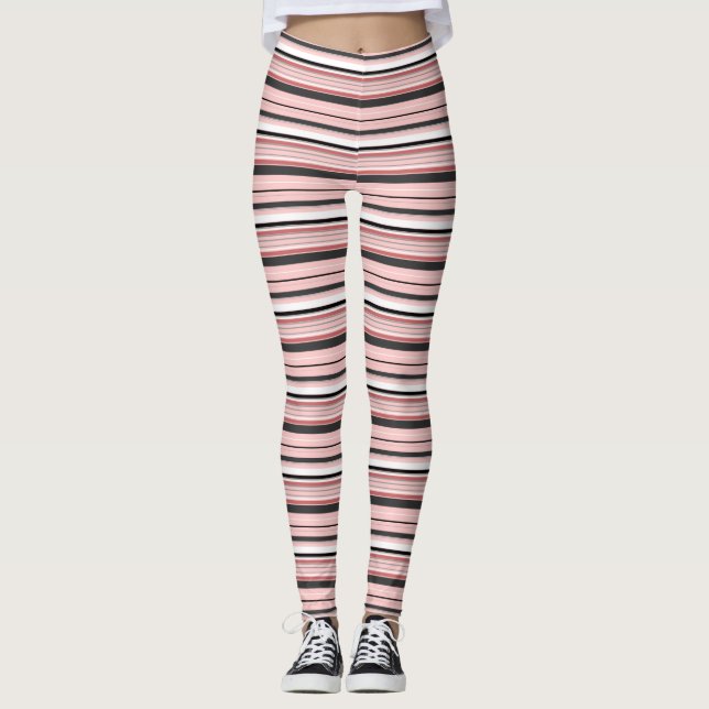 Cute grått rosa rand leggings (Framsida)