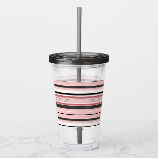 Cute grått rosa rand take away mugg (Framsida)