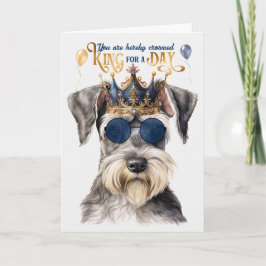Cute Grått Schnauzer Kung för en daglig födelsedag Kort