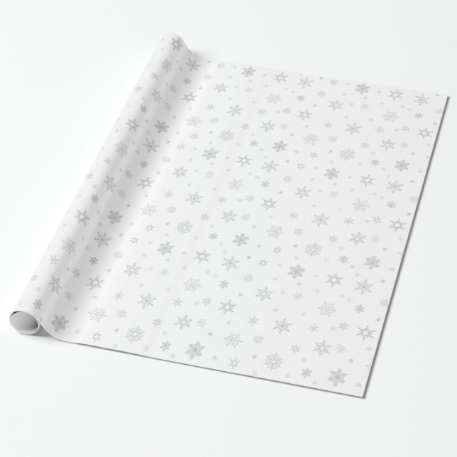 Cute Grått Snowflake Mönster Presentpapper (Utrullad)