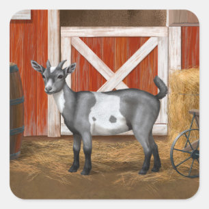 Cute Grått Spoted Goat Fyrkantigt Klistermärke