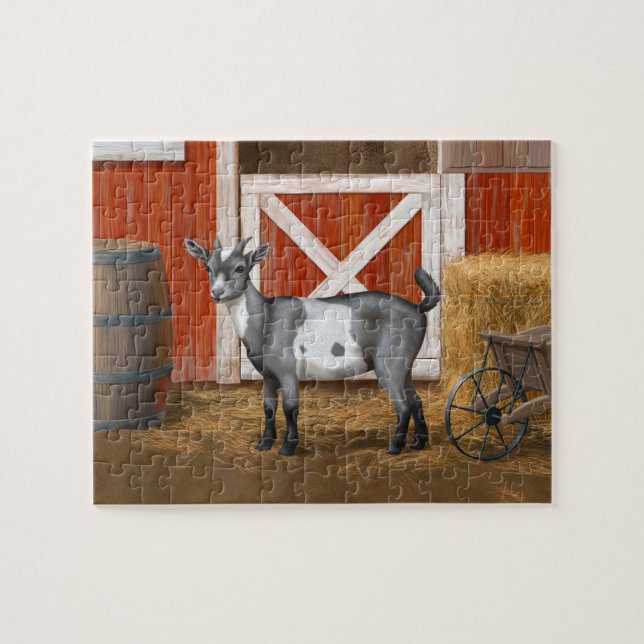 Cute Grått Spoted Goat Pussel (Horisontell)