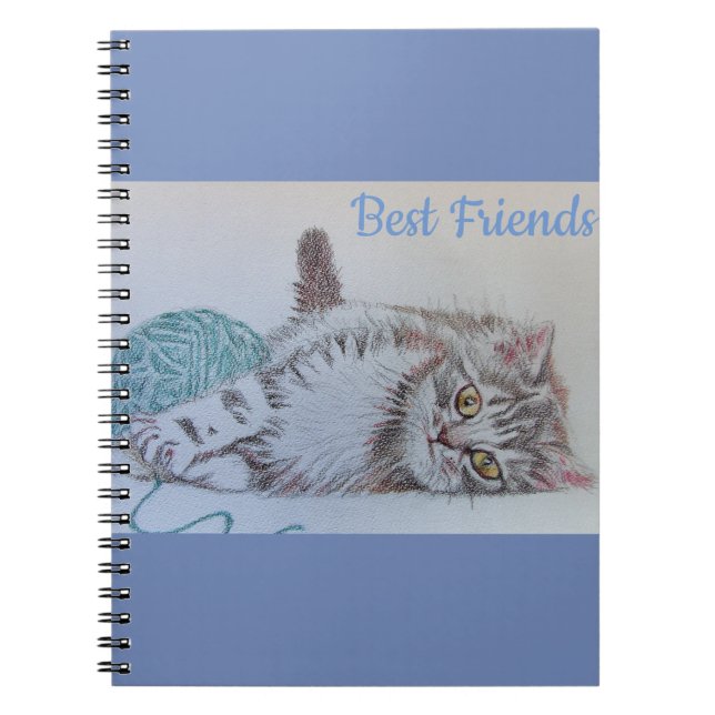 Cute Grått Tabby katt Kitten Best Friends Notebook Anteckningsbok (Framsidan)