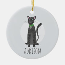 Cute Grått Tabby katt Tass avtryck Lycklig Helgdag