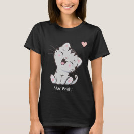 Cute Grått Tabby Kattunge & Heart T-Shirt