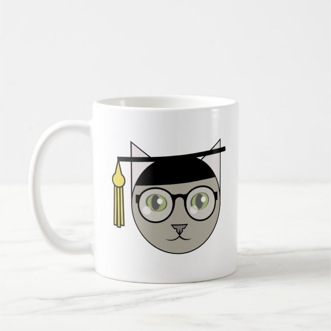 Cute Grått Tabby Student Kaffemugg (Vänster)