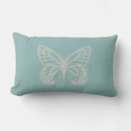 Cute Grått-tryckt fjäril Pastel Mint Pillow Lumbarkudde