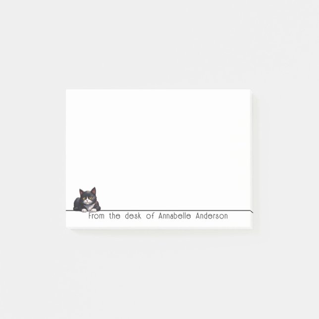 Cute Grått Tuxedo Cat Personalize Notes Post-it Block (Framsida)