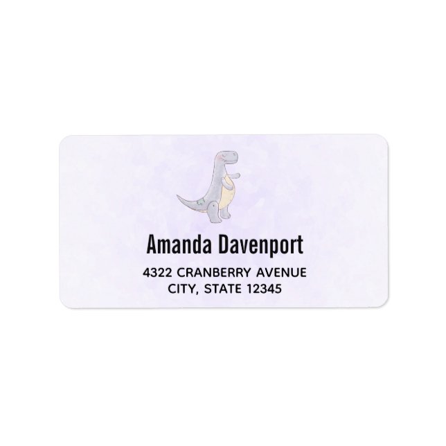 Cute Grått Tyrannosaurus Rex Dinosaur Leksak Adressetikett (Framsidan)