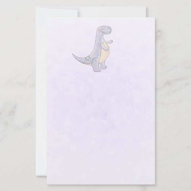 Cute Grått Tyrannosaurus Rex Dinosaur Leksak Brevpapper (Framsida)
