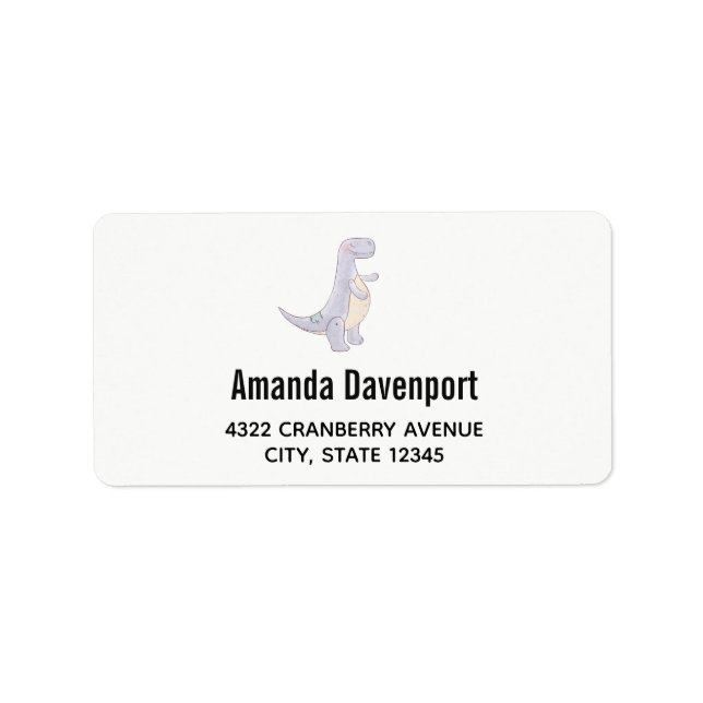 Cute Grått Tyrannosaurus Rex Dinosaur Leksak-etike Adressetikett (Framsidan)