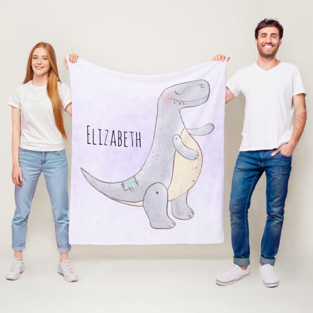 Cute Grått Tyrannosaurus Rex Dinosaur Leksak Fleecefilt (På plats)