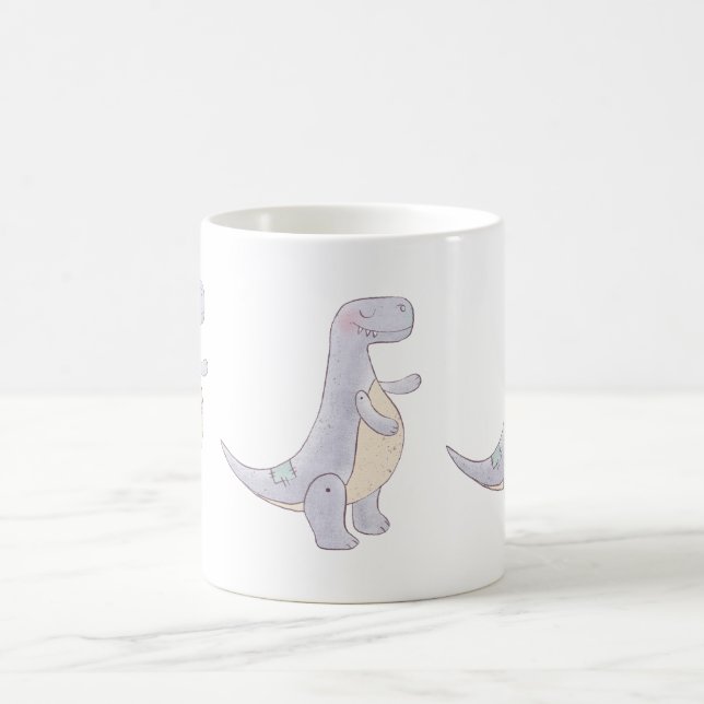 Cute Grått Tyrannosaurus Rex Dinosaur Leksak Kaffemugg (Center)