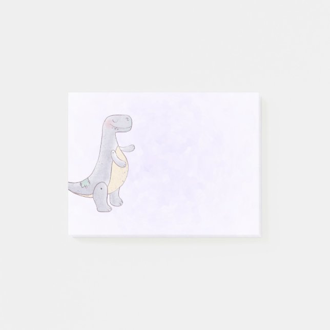 Cute Grått Tyrannosaurus Rex Dinosaur Leksak Post-it Block (Framsida)