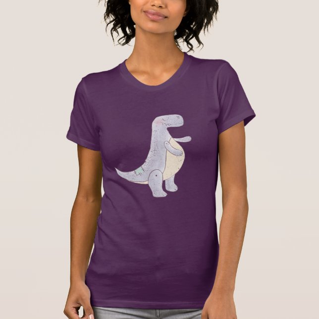 Cute Grått Tyrannosaurus Rex Dinosaur Leksak T Shirt (Framsida)