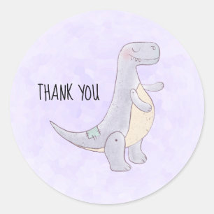 Cute Grått Tyrannosaurus Rex Dinosaur Leksak Tack Runt Klistermärke