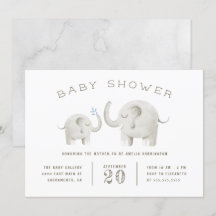Cute Grått Watercolor Elephant Baby Shower