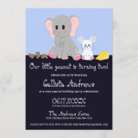 Cute Grått White Elephant Mouse Peanut Birthday