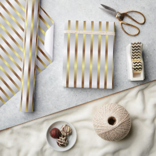 Cute Grått White och Guld Rand jul Presentpapper