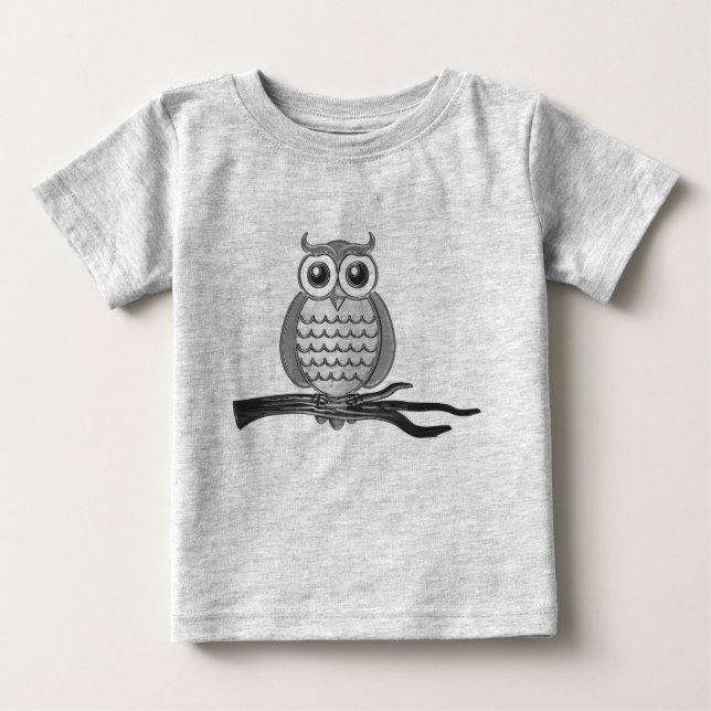 Cute Grått Wise Uggla | T-shirt (Framsida)
