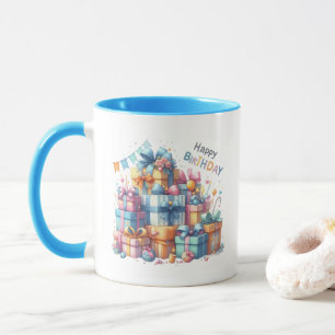 Cute Grattis på födelsedagen add monogram Mugg