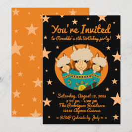 Cute Grattis på födelsedagen Boy Alpacas i Teal Se Inbjudningar