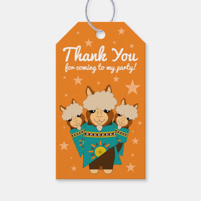 Cute Grattis på födelsedagen Boy Alpacas i Teal Se Presentetikett (Framsidan)