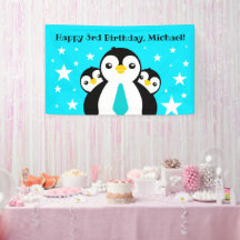 Cute Grattis på födelsedagen Boy Penguins Blue Nec