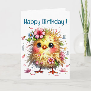 Cute Grattis på födelsedagen Chick Kort