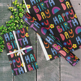 Cute Grattis på födelsedagen Colorful Mönster Presentpapper